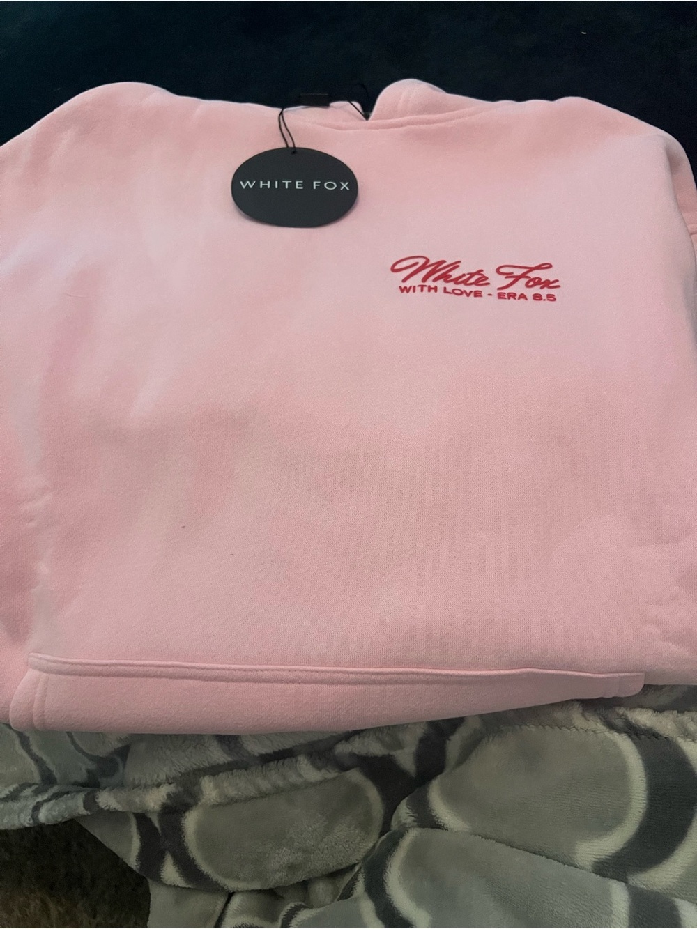 WHITE FOX Pink Crewneck Sweater - With Love Embroidered Logo XS/XXS